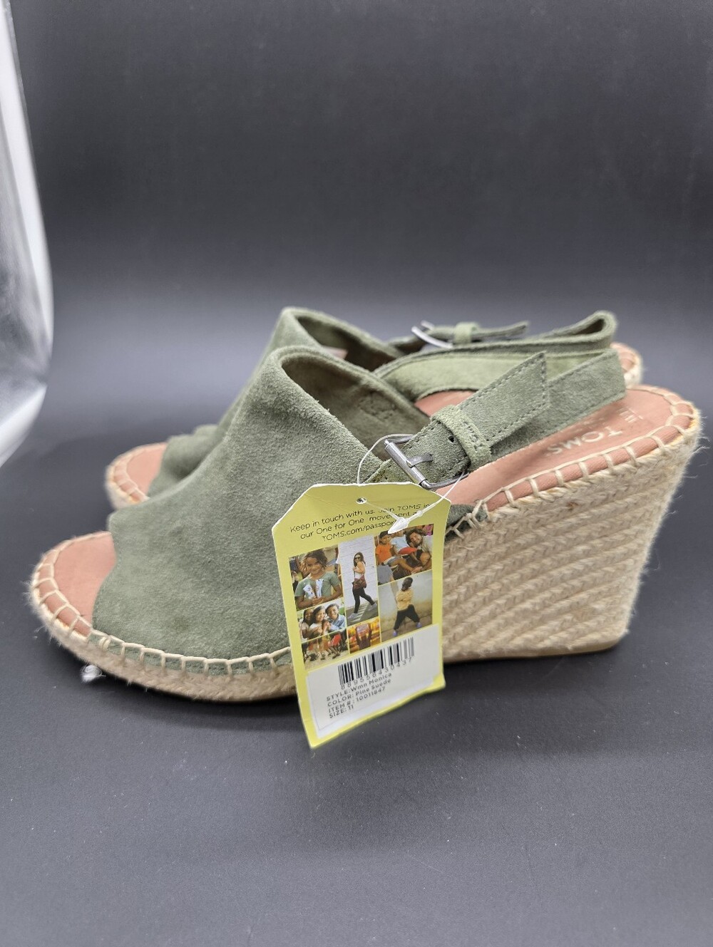 NWT TOMS Olive Suede Espadrille Wedge Sandals - Women SZ 11 - Picture 5 of 7